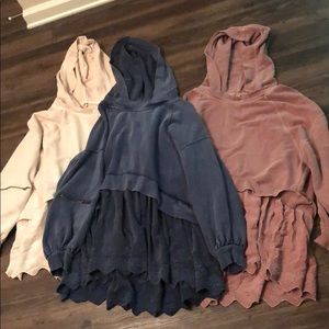 Free People NAVY sweet streets hoodie, Size L